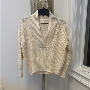 Pilcro Cream V-Neck Sweater